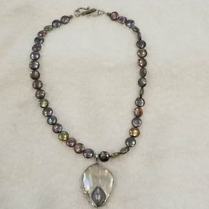 Handmade coin-shaped freshwater pearl necklace
